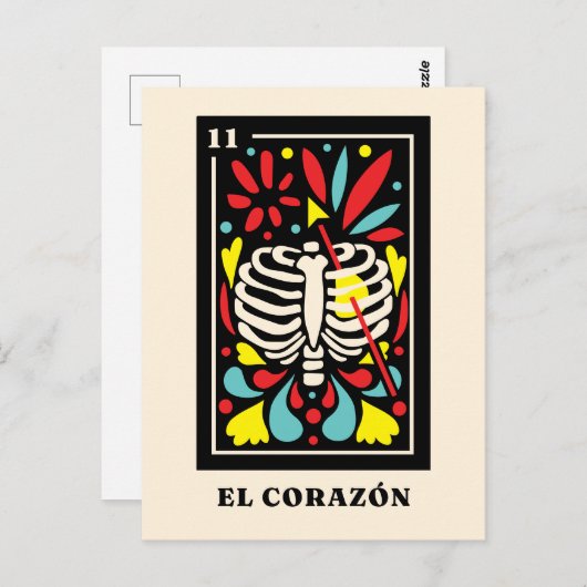 El Corazon Tarot im mexikanischen Stil Postkarte (Vorne/Hinten)