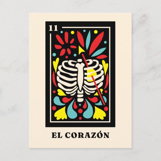 El Corazon Tarot im mexikanischen Stil Postkarte (Vorderseite)