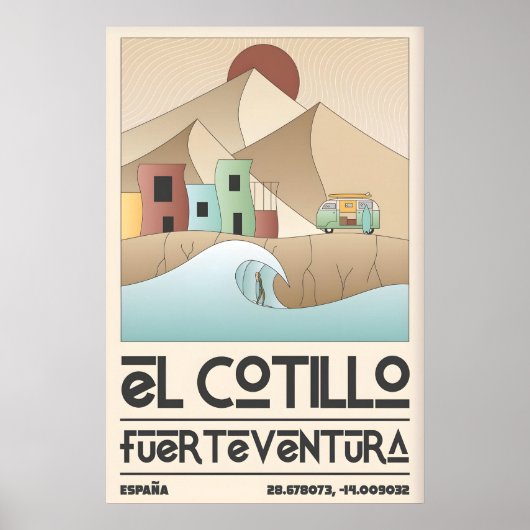 El Cotillo Surf Poster Travel Art with Wave (Vorne)