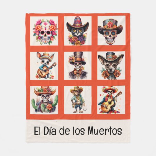 el Día de los Muertos Fleece Blanket (Vorderseite)