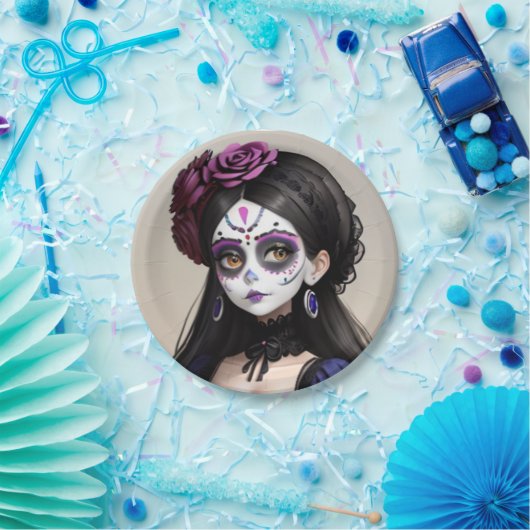 el Día de los Muertos - Schöne Frau Pappteller (Party)