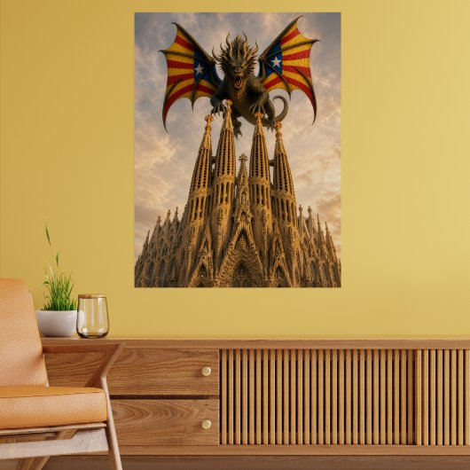 El Drac - Katalanischer Drache über der Sagrada Fa Poster (Wohnzimmer 2)