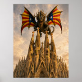 El Drac - Katalanischer Drache über der Sagrada Fa Poster (Vorne)