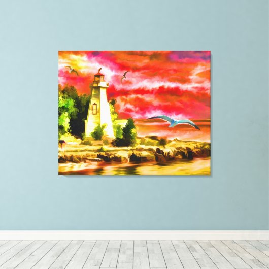 El faro y las gaviotas leinwanddruck (Insitu (Holzboden))