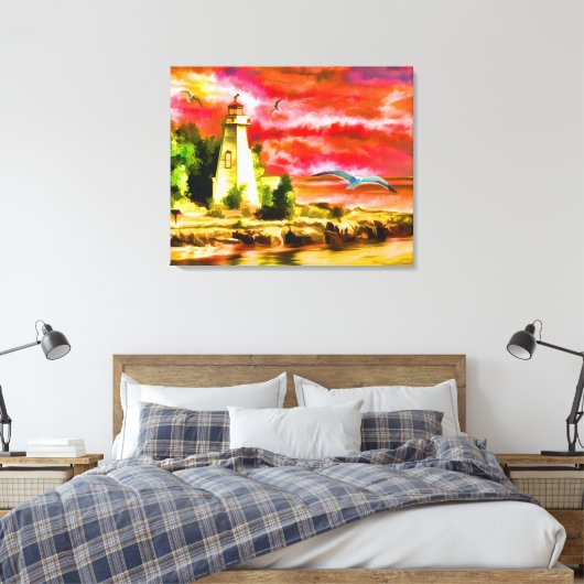 El faro y las gaviotas leinwanddruck (Insitu (Schlafzimmer))