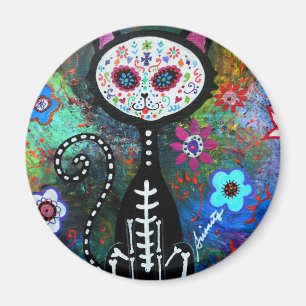 EL Gato Cat Dia de Los Muertos durch Prisarts Magnet