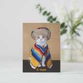 El Gato Cat in Sombrero und Serape Postkarte (Stehend Vorderseite)