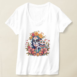 El Gato Catrina: Eine Feline Dia de los Muertos Fu T-Shirt