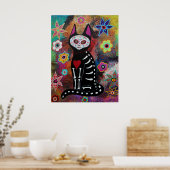 El gato Dia de los Muertos Malerei Poster (Küche)