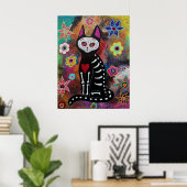 El gato Dia de los Muertos Malerei Poster (Heimbüro)
