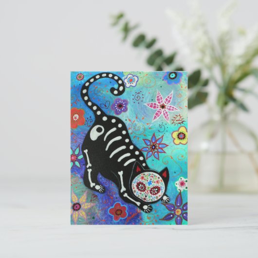 EL GATO STRETCHING POSTKARTE (Stehend Vorderseite)