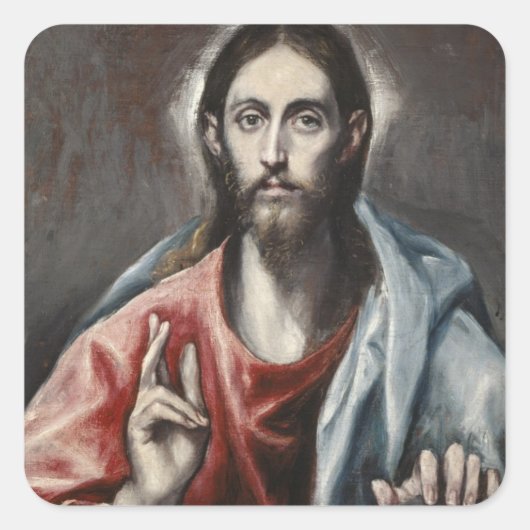 El Greco - Christlicher Segen Quadratischer Aufkleber (Vorderseite)