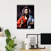 El Greco - Christus als Erlöser, Kunstportrait Poster (Heimbüro)