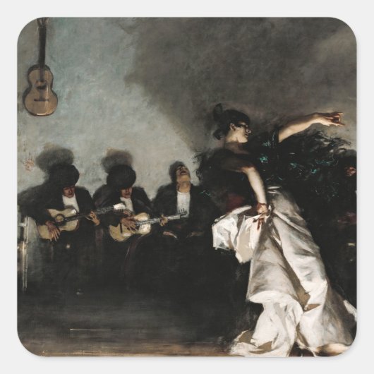 El Jaleo von John Singer Sargent Quadratischer Aufkleber (Vorderseite)