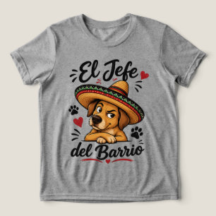 El Jefe del Barrio Lustiger Hund mit Sombrero Tri-Blend Shirt