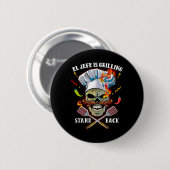 El Jefe grillt Stand CK Funny Skull Grillen Mexiko Button (Vorne & Hinten)