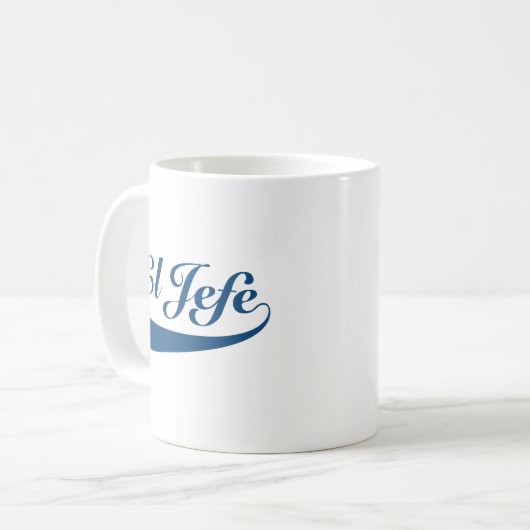 EL Jefe in der Marine-Blau-Beschriftung Kaffeetasse (Vorderseite Links)