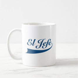 EL Jefe in der Marine-Blau-Beschriftung Kaffeetasse