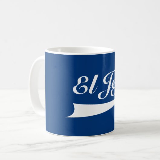 EL Jefe in der weißen Beschriftung Kaffeetasse (Vorderseite Links)