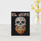 El Jefe Skull Mexikos Boss Spanish Dia De Los Muer Karte (Gelbe Blume)