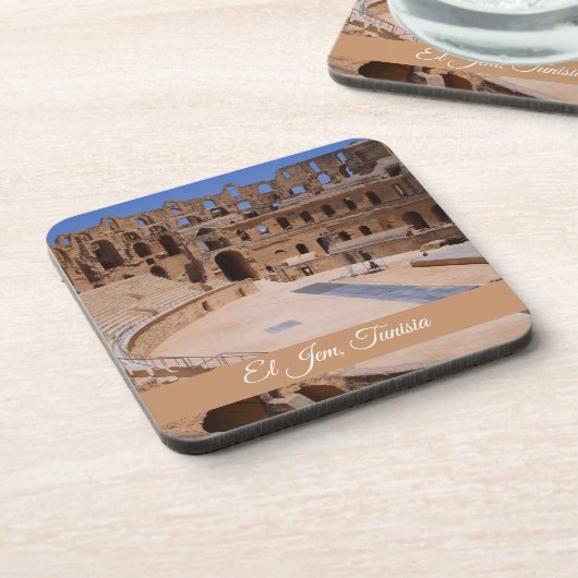 El Jem Gladiator Colosseum Tunesien Reisen Souveni Getränkeuntersetzer (Linke Seite)