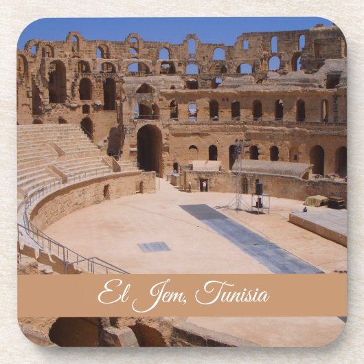 El Jem Gladiator Colosseum Tunesien Reisen Souveni Getränkeuntersetzer (Vorderseite)
