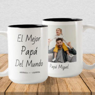 El Mejor Papá del Mundo - Benutzerdefiniertes Foto Zweifarbige Tasse