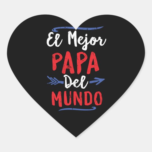 El Mejor Papa Del Mundo Vater Vathers Day Herz-Aufkleber (Vorderseite)
