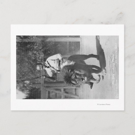 El Monte, CA Gays Löwenfarm - Herr Gay reitet Postkarte (Vorderseite)