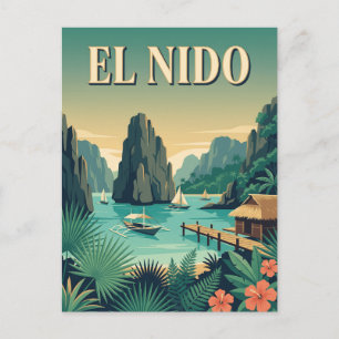 El Nido Palawan Philippinen Lagune Vintage Poster Postkarte