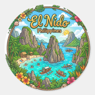 El Nido Philippinen Runder Aufkleber