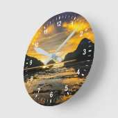El Nido Sunset Runde Wanduhr (Winkel)