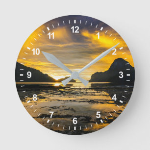 El Nido Sunset Runde Wanduhr