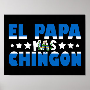 El Papa Mas Chingon El Salvador Flaggen Vater Funn Poster