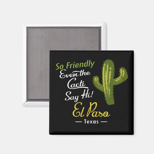 El Paso Cactus Funny Retro Magnet (Vorderseite/Rückseite)