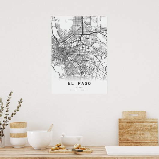 El Paso City Map Poster (Küche)