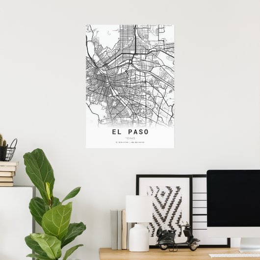 El Paso City Map Poster (Heimbüro)