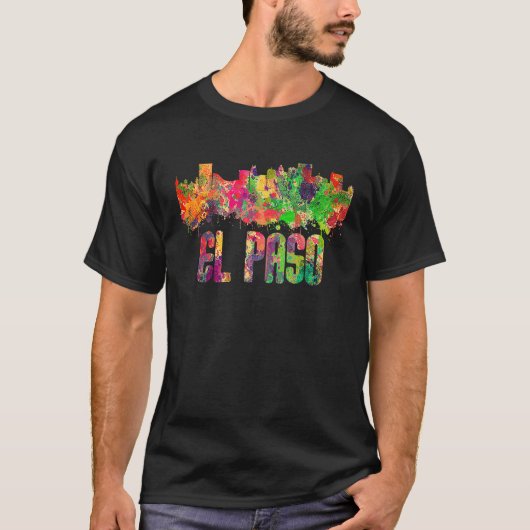 El Paso City Skyline Texas Colorful T-Shirt (Vorderseite)