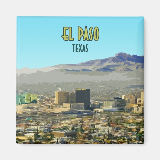 El Paso Downtown Mountain Texas Vintag Magnet (Vorne)