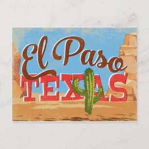El Paso Postcard Texas Cartoon Wüste Vintag Postkarte