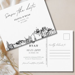 El Paso Save the Date Postcard Elegante Hochzeit Postkarte