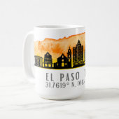 El Paso Skyline Latitude und Länge Kaffeetasse (Vorderseite Links)
