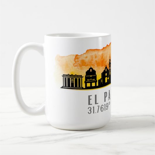 El Paso Skyline Latitude und Länge Kaffeetasse (Links)