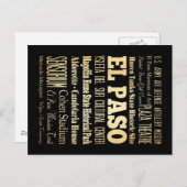 El Paso Stadt Texas Staat Typografie Kunst Postkarte (Vorne/Hinten)