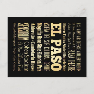 El Paso Stadt Texas State Typografie Kunst Postkarte