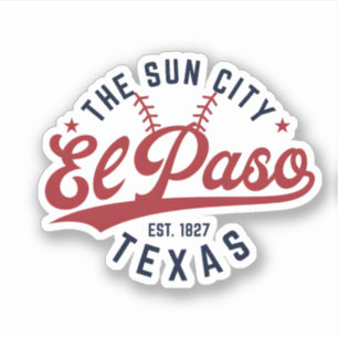El Paso Sun City Texas Baseball Vintage Schriftzug Aufkleber