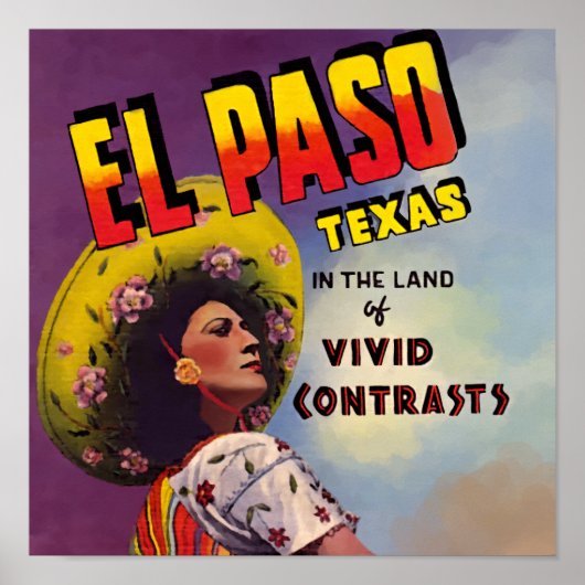 El Paso, Texas 1940 Travel Ad Poster (Vorne)