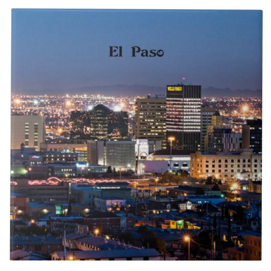 El Paso, Texas bei Nacht Fliese (Vorderseite)