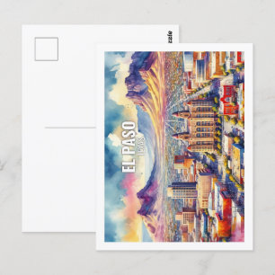 El Paso Texas Berühmte Reiseziele Aquarell Postkarte