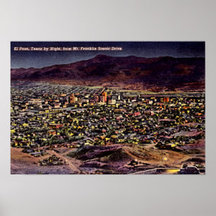 El Paso, Texas Birdseye Night 1940 Poster